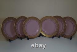 Royal Crown Derby Bruce Oldfield dapple 8.5 set of 6 plates, first, gold pink