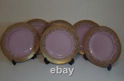 Royal Crown Derby Bruce Oldfield dapple 8.5 set of 6 plates, first, gold pink