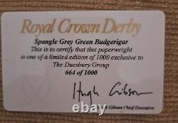 Royal Crown Derby Budgerigar Collection Paperweights Gold Stop Box Cert