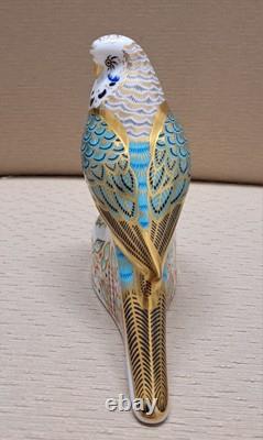 Royal Crown Derby Budgerigar Pair. #664. Ltd Ed. Certs. Boxes. Gold Stoppers