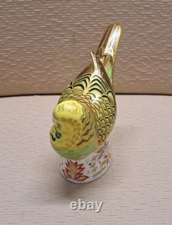 Royal Crown Derby Budgerigar Pair. #664. Ltd Ed. Certs. Boxes. Gold Stoppers