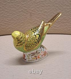 Royal Crown Derby Budgerigar Pair. #664. Ltd Ed. Certs. Boxes. Gold Stoppers