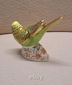 Royal Crown Derby Budgerigar Pair. #664. Ltd Ed. Certs. Boxes. Gold Stoppers