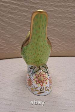 Royal Crown Derby Budgerigar Pair. #664. Ltd Ed. Certs. Boxes. Gold Stoppers
