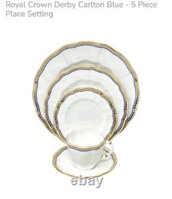 Royal Crown Derby Carlton Blue 5pc Place Setting. New Without Box