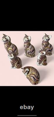 Royal Crown Derby Cats X 6. 3 Big 3 Kitties