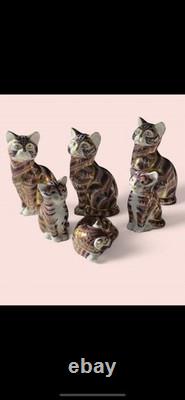 Royal Crown Derby Cats X 6. 3 Big 3 Kitties