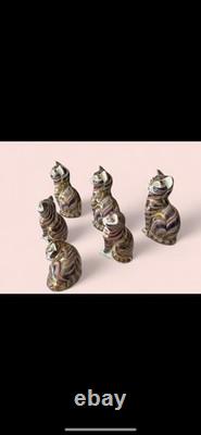 Royal Crown Derby Cats X 6. 3 Big 3 Kitties