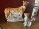 Royal Crown Derby Chetah And Cub In Perfect Condition Boxed With Gold Stoppers