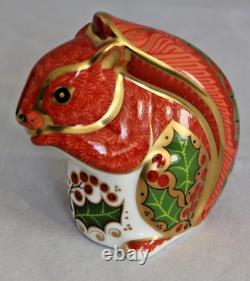 Royal Crown Derby Christmas Squirrel Paperweight Gold Stopper 1st Quality RARE