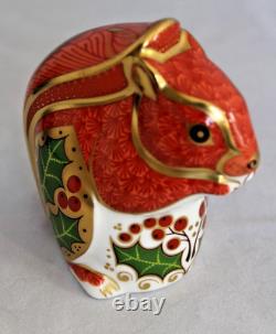 Royal Crown Derby Christmas Squirrel Paperweight Gold Stopper 1st Quality RARE