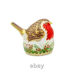 Royal Crown Derby Christmas Wreath Robin Paperweight 1st Quality