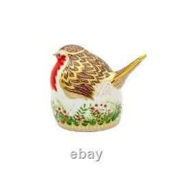 Royal Crown Derby Christmas Wreath Robin Paperweight 1st Quality