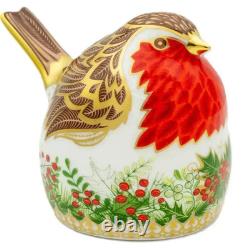 Royal Crown Derby Christmas Wreath Robin Paperweight Boxed 1st Quality