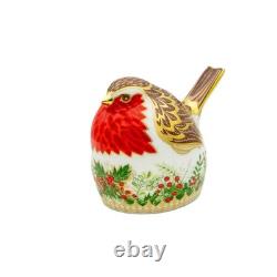 Royal Crown Derby Christmas Wreath Robin Paperweight Boxed 1st Quality