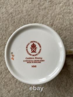 Royal Crown Derby Coffee Cup & Saucer Golden Peony MMII 1999 Mint Condition 1st