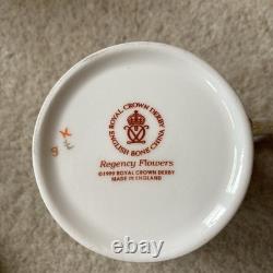 Royal Crown Derby Coffee Cup & Saucer Regency Flowers 1999 MMII Mint Condition