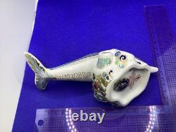 Royal Crown Derby Connaught House Striped Dolphin signed by Sue Rowe. 1 of 1500