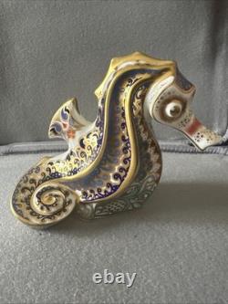 Royal Crown Derby Coral Seahorse Paperweight with Gold Stopper Royal Crown Derby Coral Seahorse Paperweight with Gold Stopper
