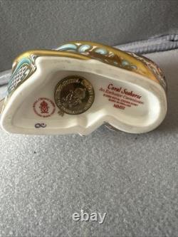 Royal Crown Derby Coral Seahorse Paperweight with Gold Stopper