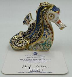 Royal Crown Derby Coral Seahorse gold stopper boxed signed