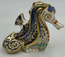 Royal Crown Derby Coral Seahorse gold stopper boxed signed