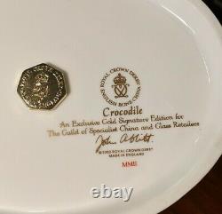 Royal Crown Derby Crocodile Gold Signature Edition Paperweight Figurine