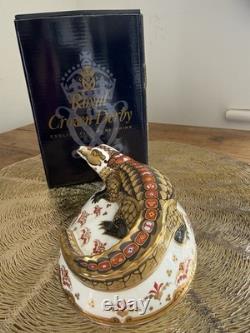 Royal Crown Derby Crocodile Gold Stopper Original Box New