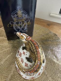 Royal Crown Derby Crocodile Gold Stopper Original Box New