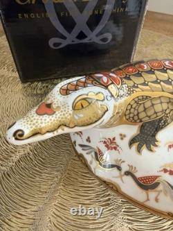 Royal Crown Derby Crocodile Gold Stopper Original Box New