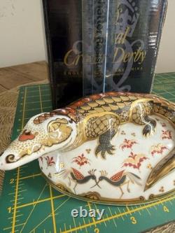 Royal Crown Derby Crocodile Gold Stopper Original Box New