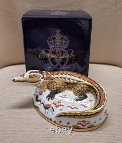 Royal Crown Derby Crocodile. MAGNIFICENT! Ltd Ed. Box. Gold Stopper