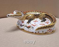 Royal Crown Derby Crocodile. MAGNIFICENT! Ltd Ed. Box. Gold Stopper