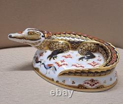 Royal Crown Derby Crocodile. MAGNIFICENT! Ltd Ed. Box. Gold Stopper