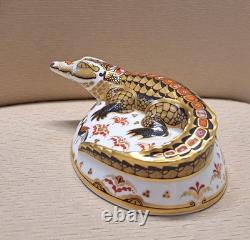 Royal Crown Derby Crocodile. MAGNIFICENT! Ltd Ed. Box. Gold Stopper