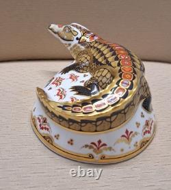 Royal Crown Derby Crocodile. MAGNIFICENT! Ltd Ed. Box. Gold Stopper