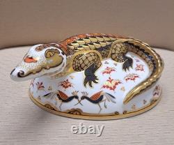 Royal Crown Derby Crocodile. MAGNIFICENT! Ltd Ed. Box. Gold Stopper