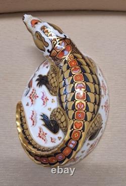 Royal Crown Derby Crocodile. MAGNIFICENT! Ltd Ed. Box. Gold Stopper