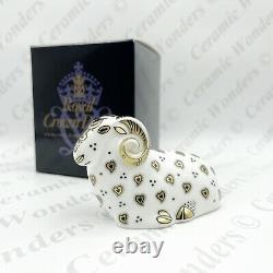 Royal Crown Derby'Derby City Ram' Paperweight (Boxed) Gold Stopper