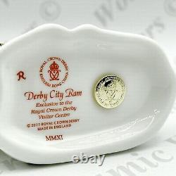 Royal Crown Derby'Derby City Ram' Paperweight (Boxed) Gold Stopper