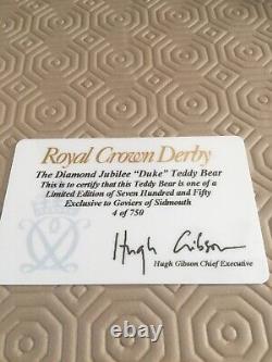 Royal Crown Derby Diamond Jubilee Duke Teddy Bear. Limited Edition. Reduced