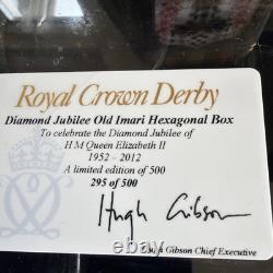 Royal Crown Derby Diamond Jubilee Old Imari Hexagonal Box Certificate Included