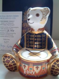 Royal Crown Derby Drummer Teddy Paperweight Gold Stopper