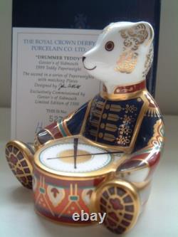 Royal Crown Derby Drummer Teddy Paperweight Gold Stopper