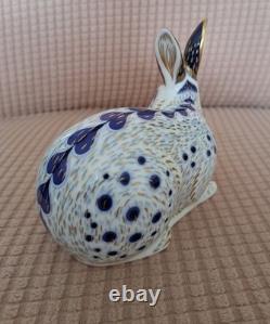 Royal Crown Derby English Rabbit Blue. Delightful! Gold Stopper. Original Box