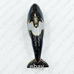 Royal Crown Derby Fair Isle Orca Whale Paperweight Boxed Gold Stopper