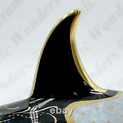 Royal Crown Derby Fair Isle Orca Whale Paperweight Boxed Gold Stopper