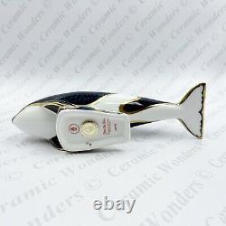 Royal Crown Derby Fair Isle Orca Whale Paperweight Boxed Gold Stopper