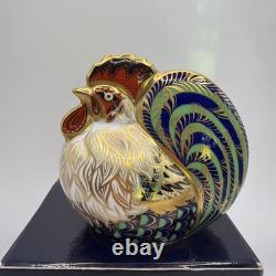 Royal Crown Derby Farmyard Cockerel Paperweight Gold Stopper + Box Excellent