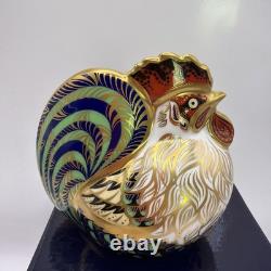Royal Crown Derby Farmyard Cockerel Paperweight Gold Stopper + Box Excellent